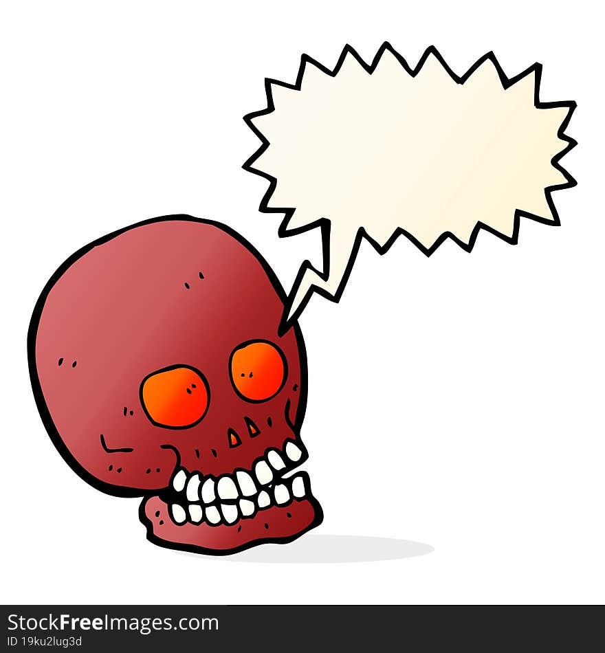 cartoon skull with speech bubble