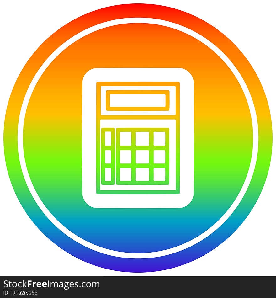 math calculator circular in rainbow spectrum