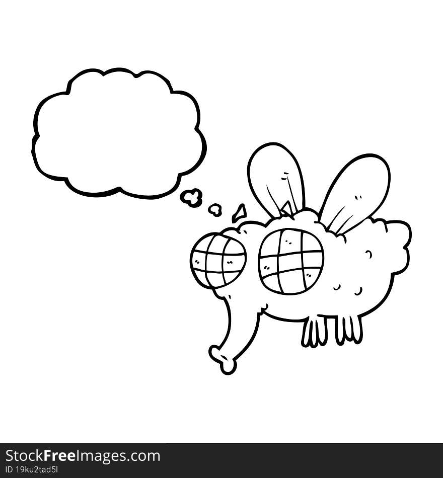 freehand drawn thought bubble cartoon fly