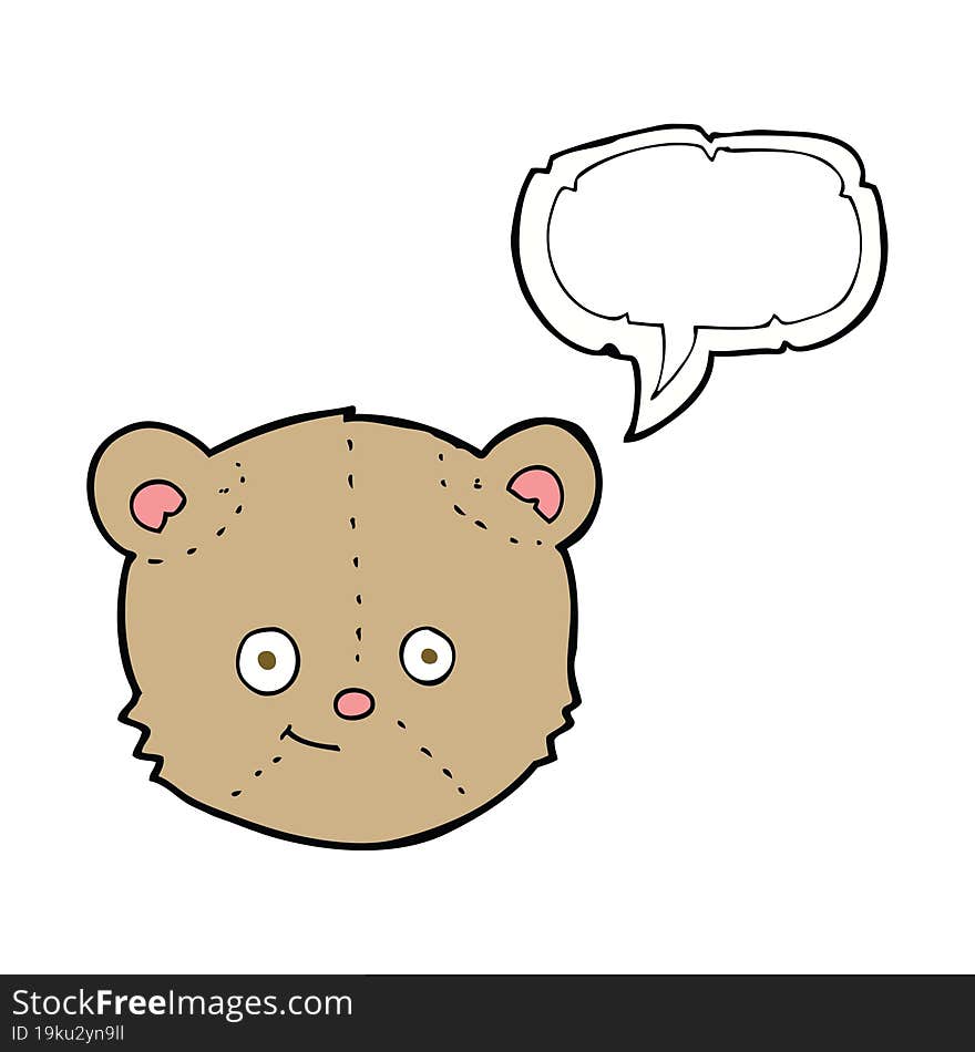 cartoon teddy bear head with speech bubble