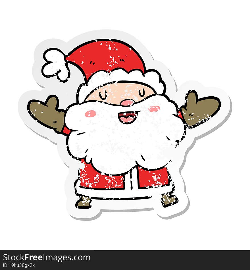 Distressed Sticker Of A Cartoon Santa Claus