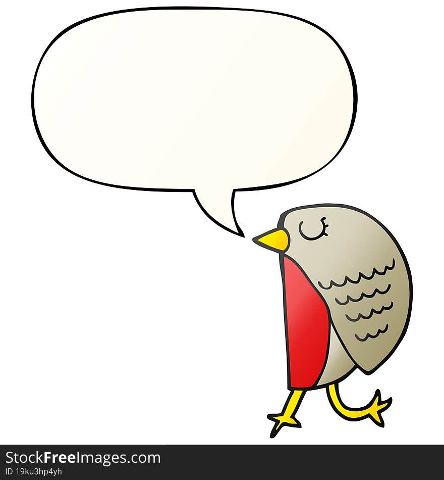 cartoon bird with speech bubble in smooth gradient style