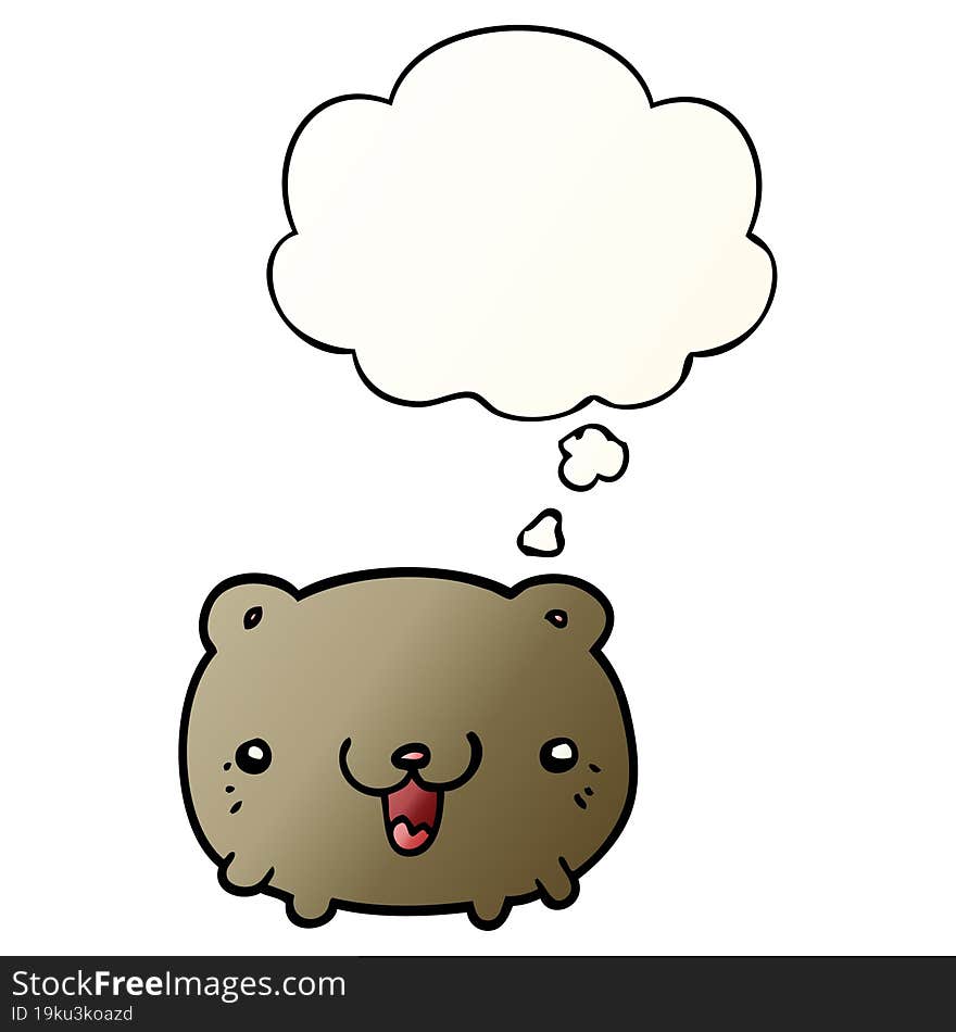 funny cartoon bear and thought bubble in smooth gradient style