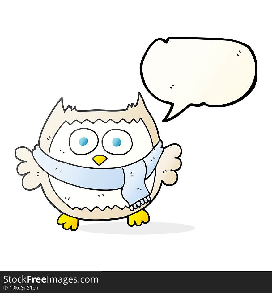 speech bubble cartoon owl wearing scarf