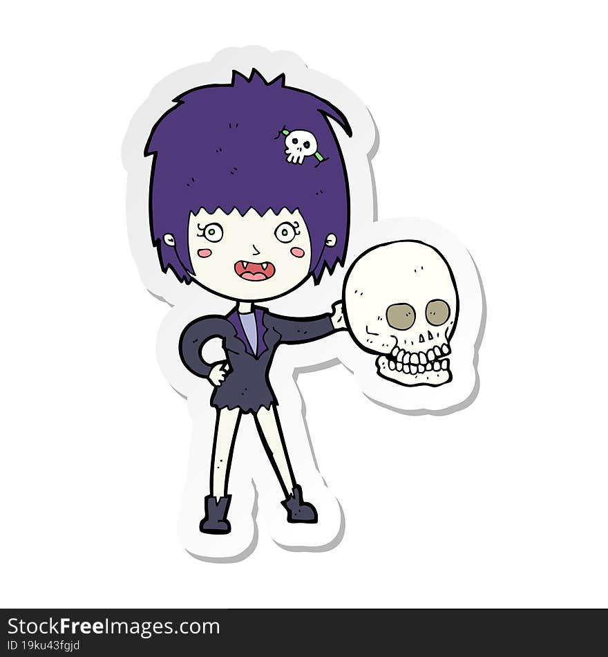 sticker of a cartoon halloween vampire girl