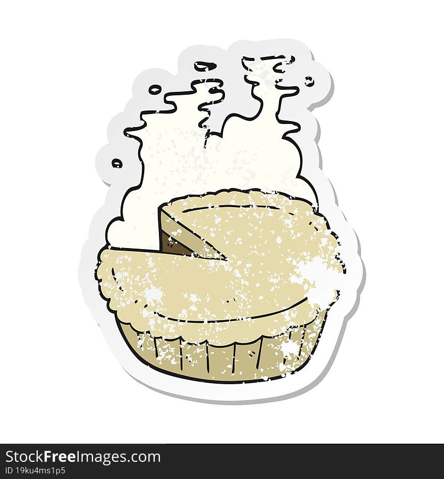 retro distressed sticker of a cartoon pie