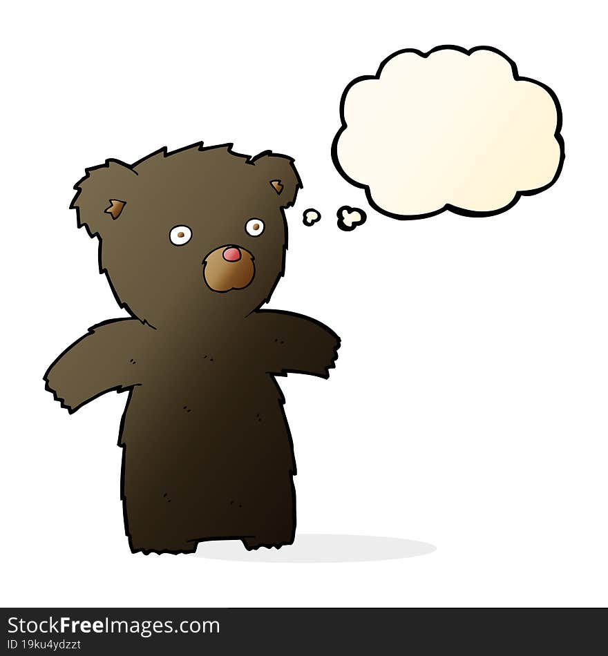 cartoon black bear with thought bubble