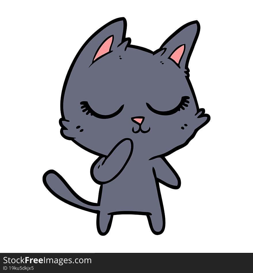 calm cartoon cat considering. calm cartoon cat considering