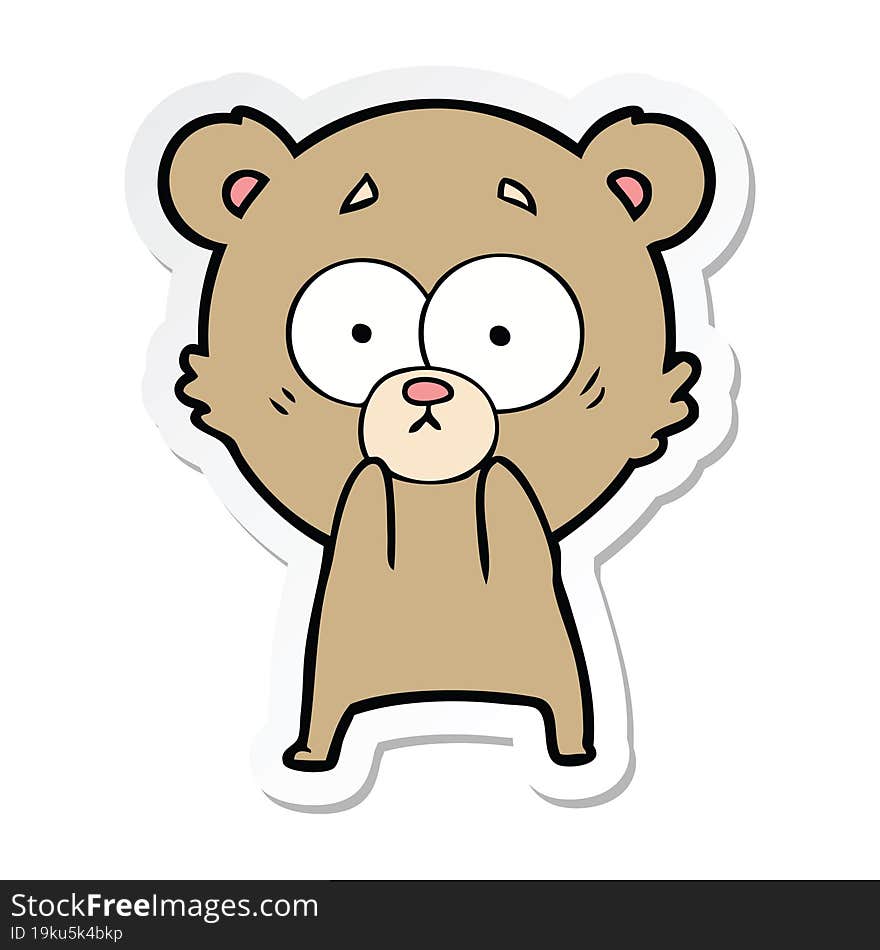 sticker of a anxious bear cartoon