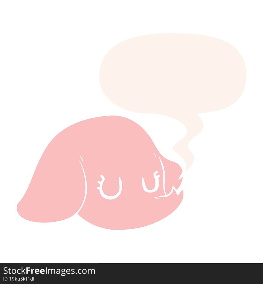 cartoon elephant face and speech bubble in retro style