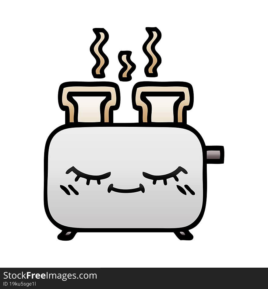 Gradient Shaded Cartoon Of A Toaster