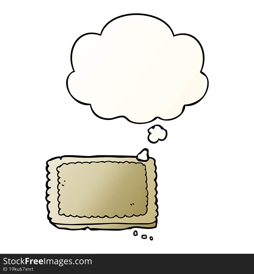 cartoon biscuit and thought bubble in smooth gradient style