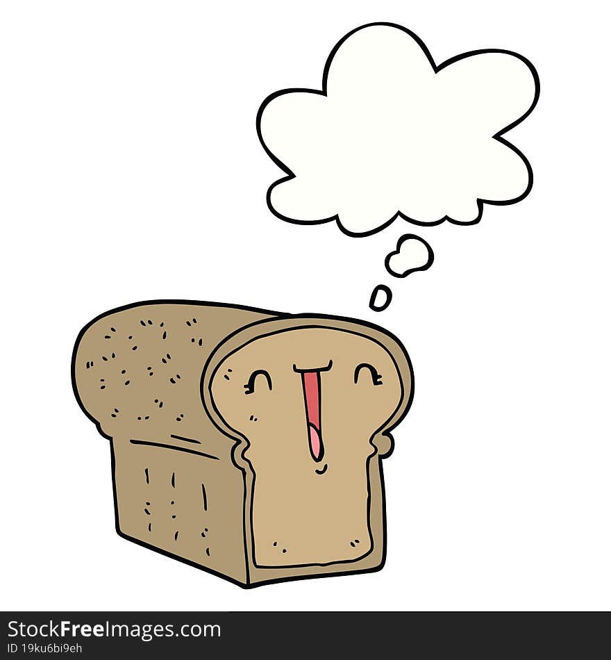 cute cartoon loaf of bread with thought bubble