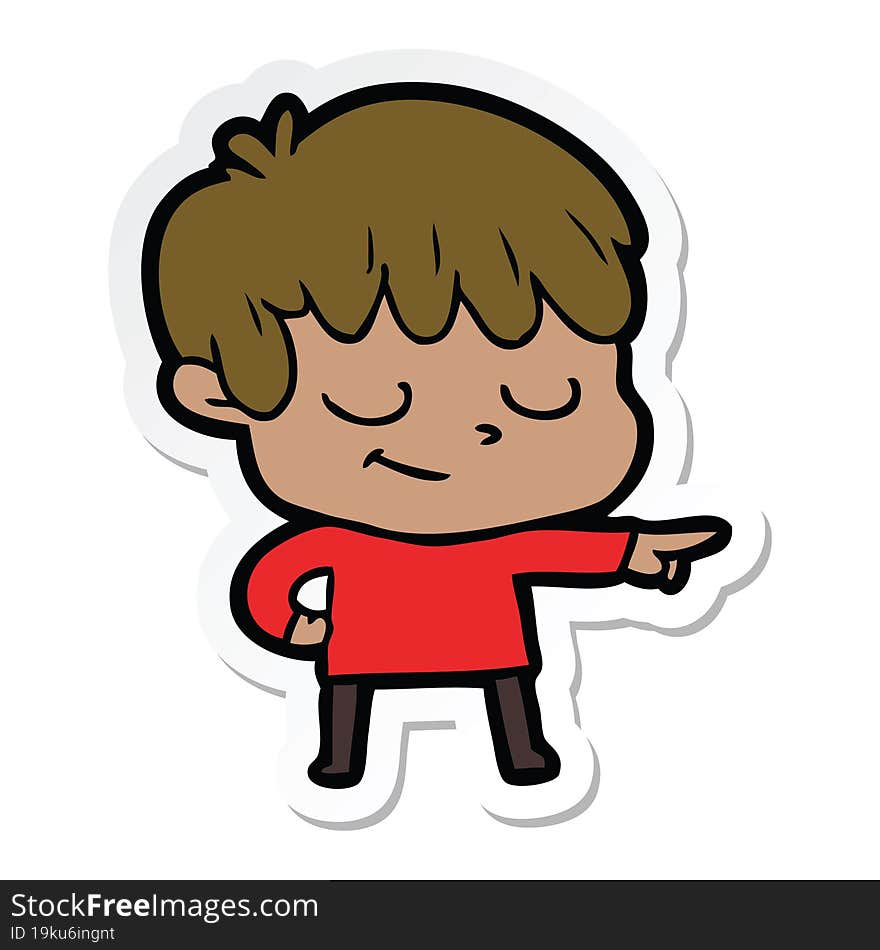 sticker of a cartoon happy boy