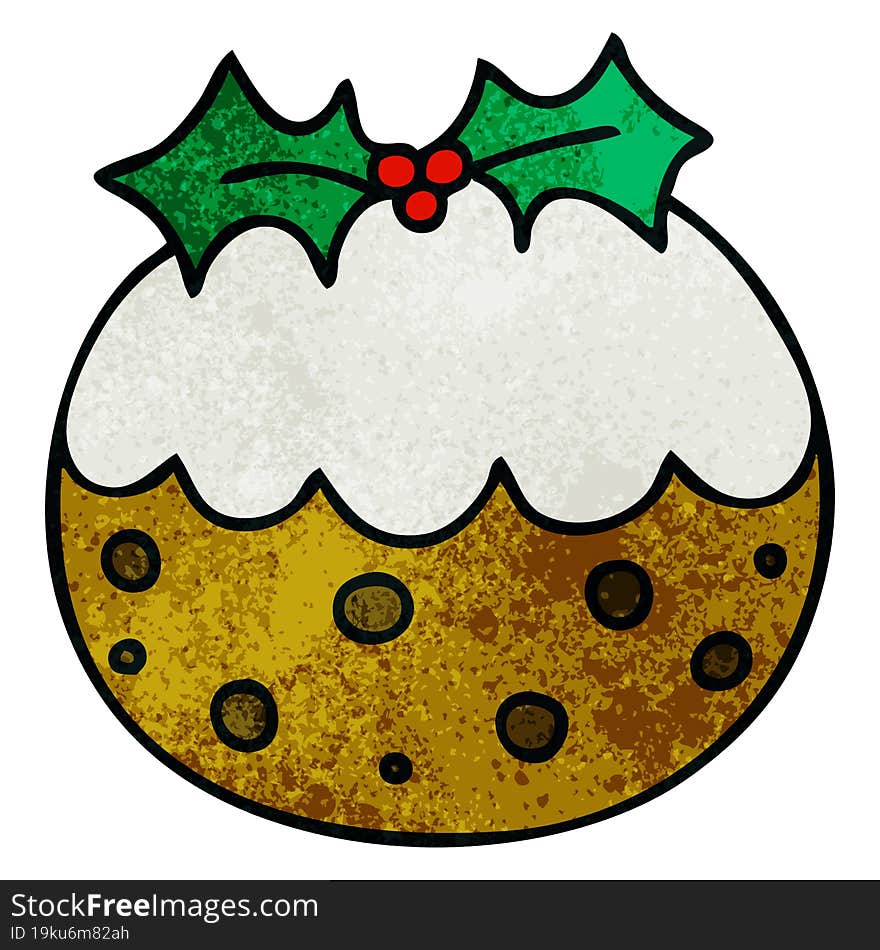 quirky hand drawn cartoon christmas pudding