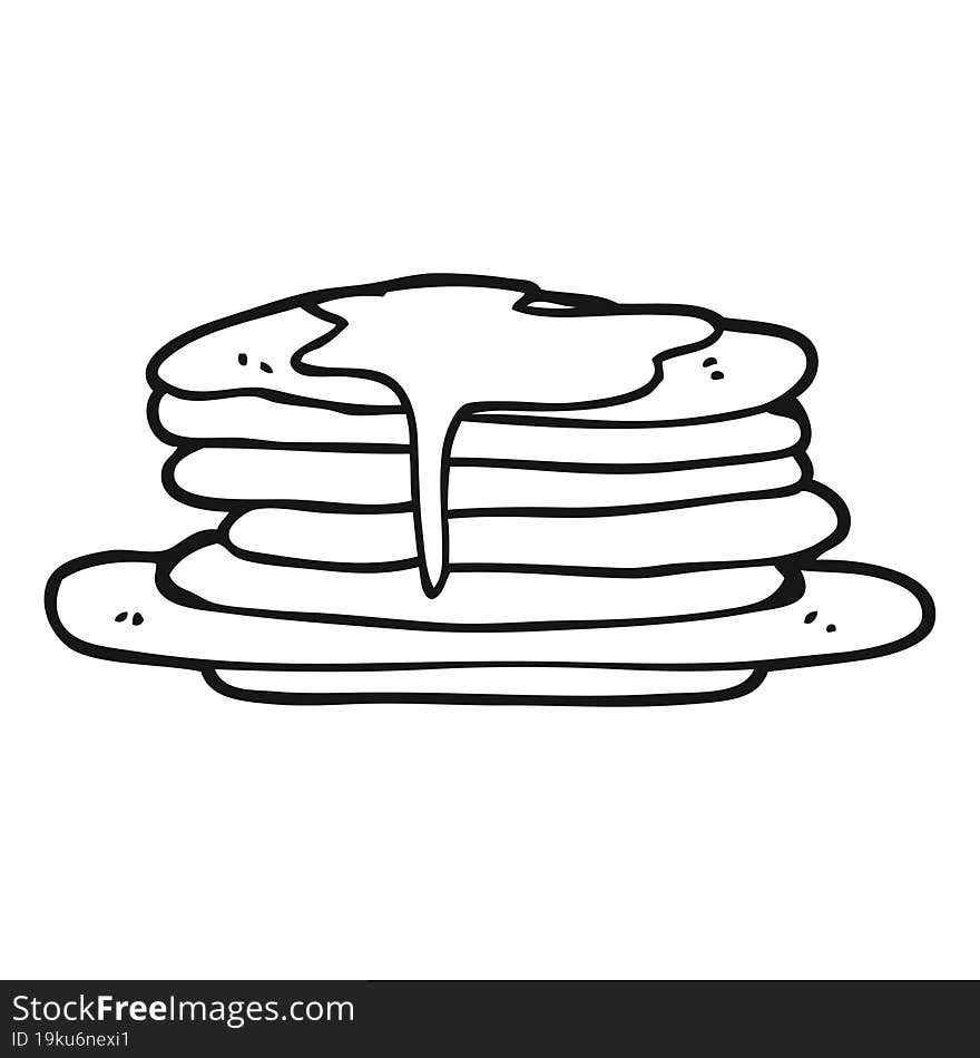 Black And White Cartoon Stack Of Pancakes