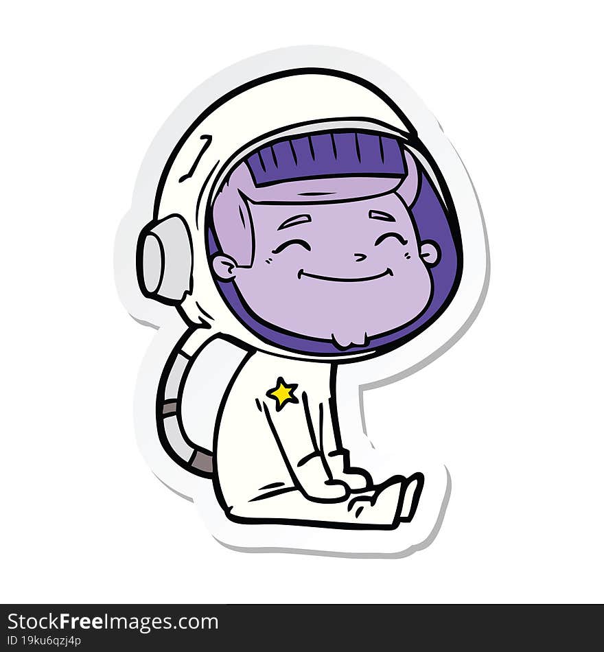 sticker of a happy cartoon astronaut