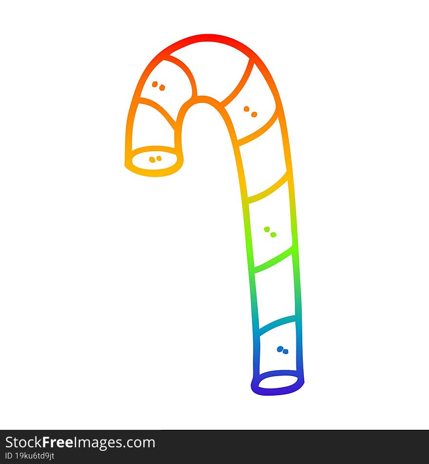 Rainbow Gradient Line Drawing Cartoon Xmas Candy Cane