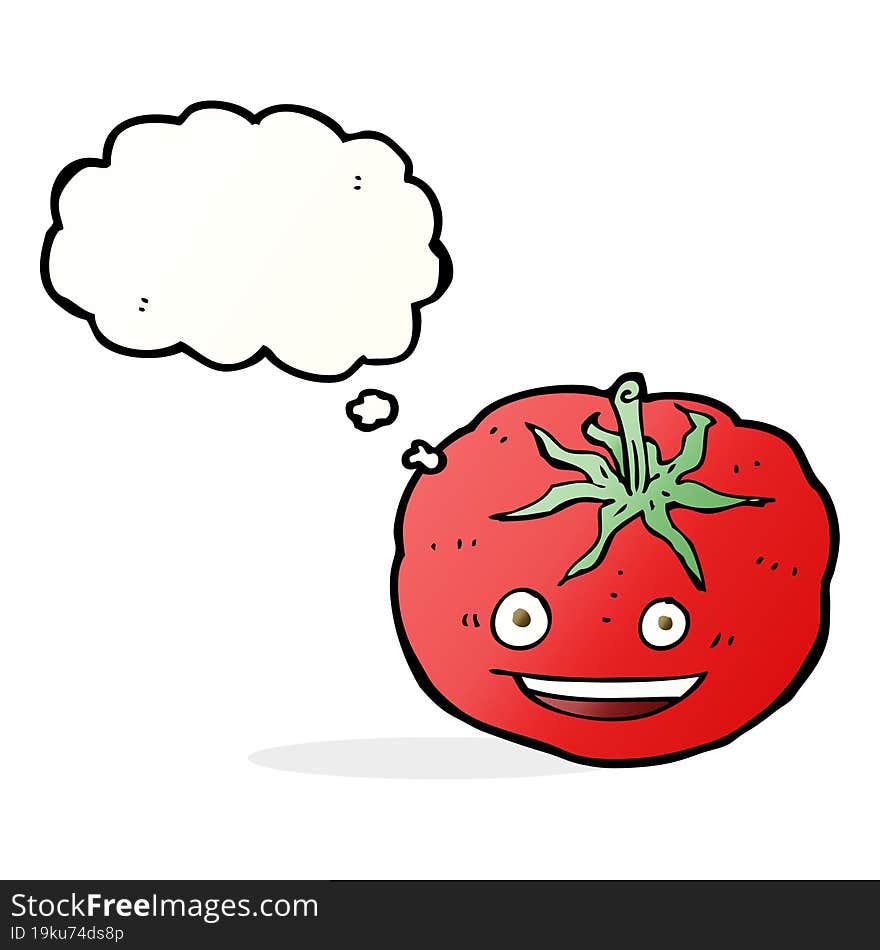 cartoon tomato with thought bubble