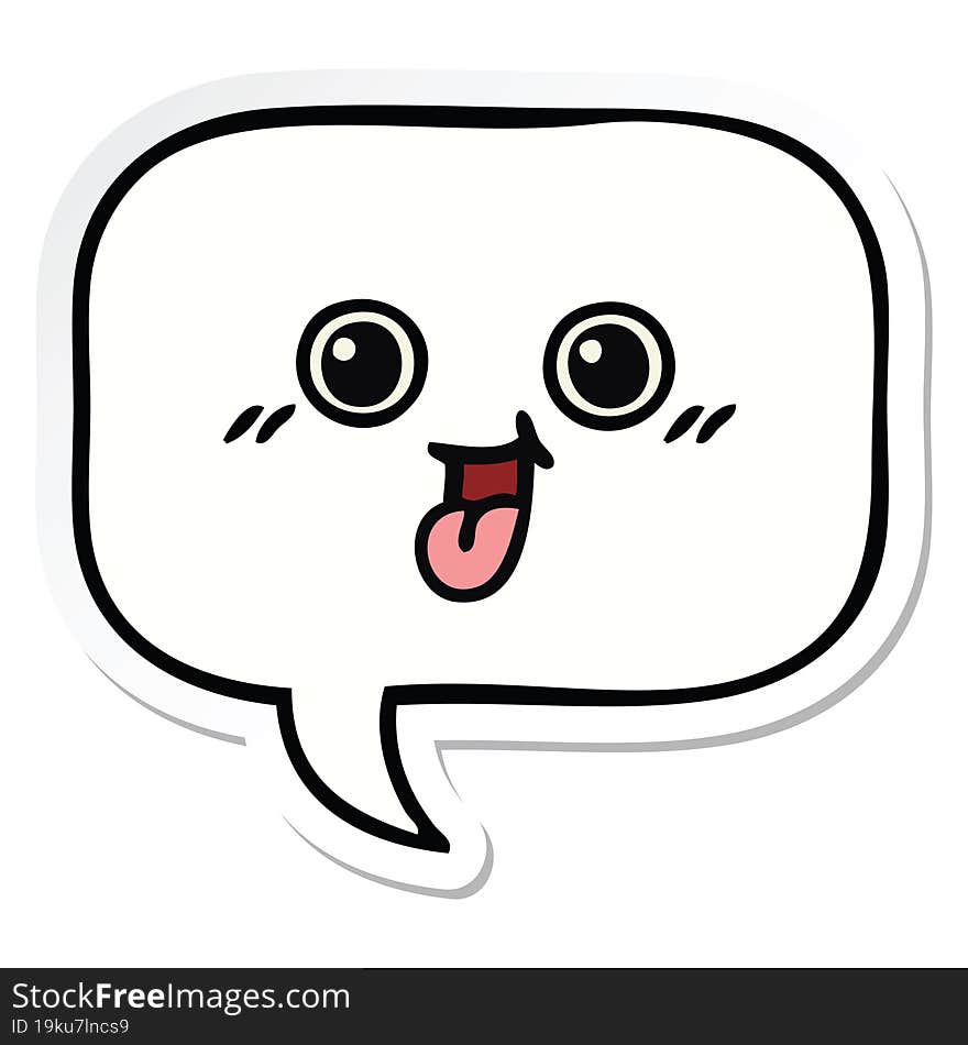 sticker of a cute cartoon speech bubble