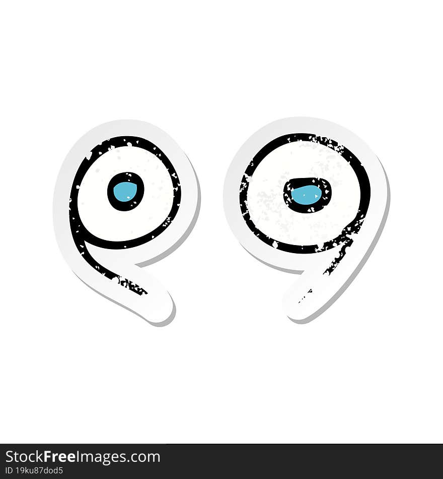 Retro Distressed Sticker Of A Cartoon Eyes