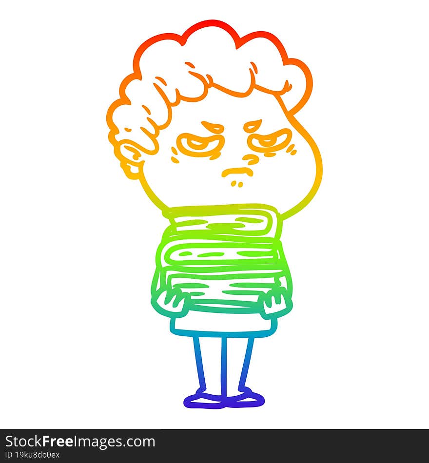 rainbow gradient line drawing cartoon angry man