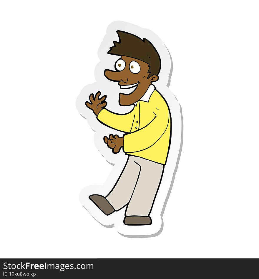 Sticker Of A Cartoon Excited Man