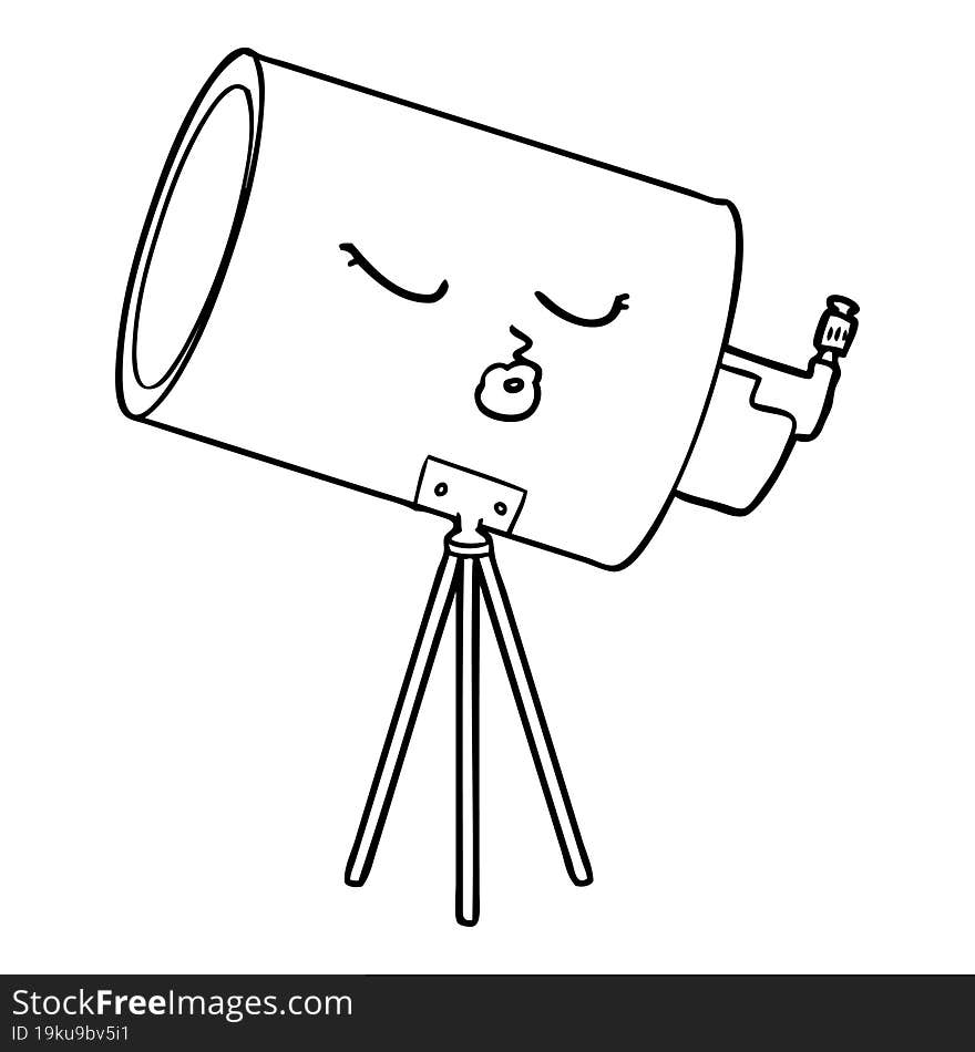 cartoon telescope with face. cartoon telescope with face