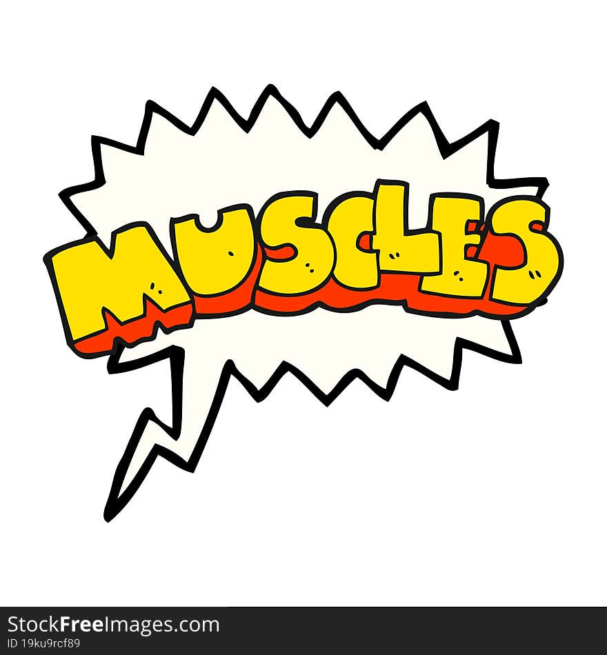 speech bubble cartoon muscles symbol