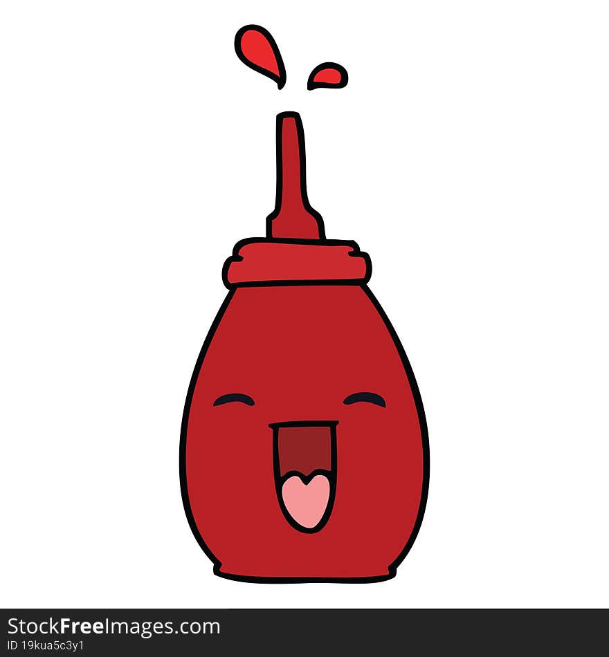 hand drawn quirky cartoon happy red sauce. hand drawn quirky cartoon happy red sauce