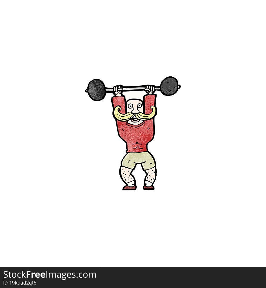 cartoon circus strong man lifting weights