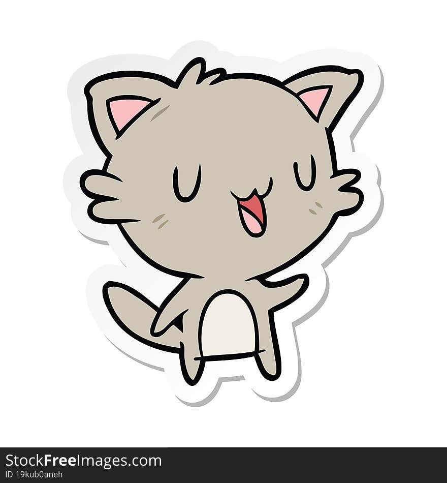 sticker of a cartoon happy cat