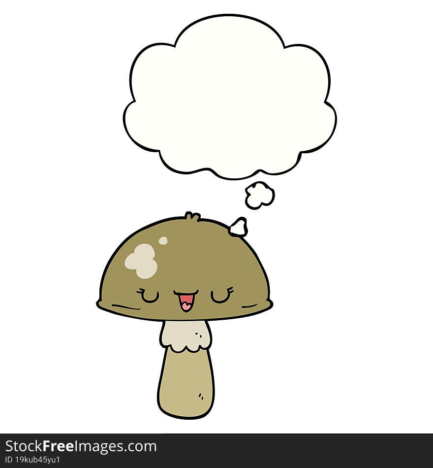 Cartoon Mushroom And Thought Bubble