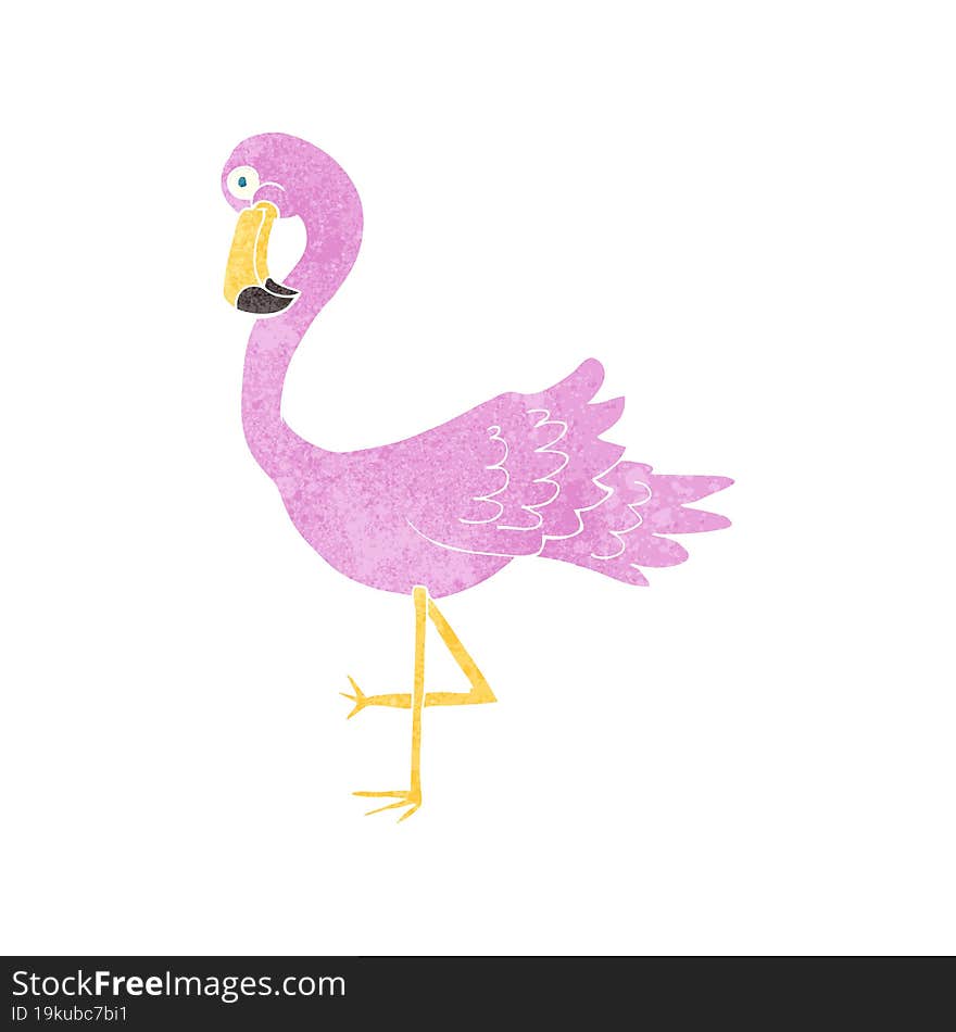 Retro Cartoon Flamingo