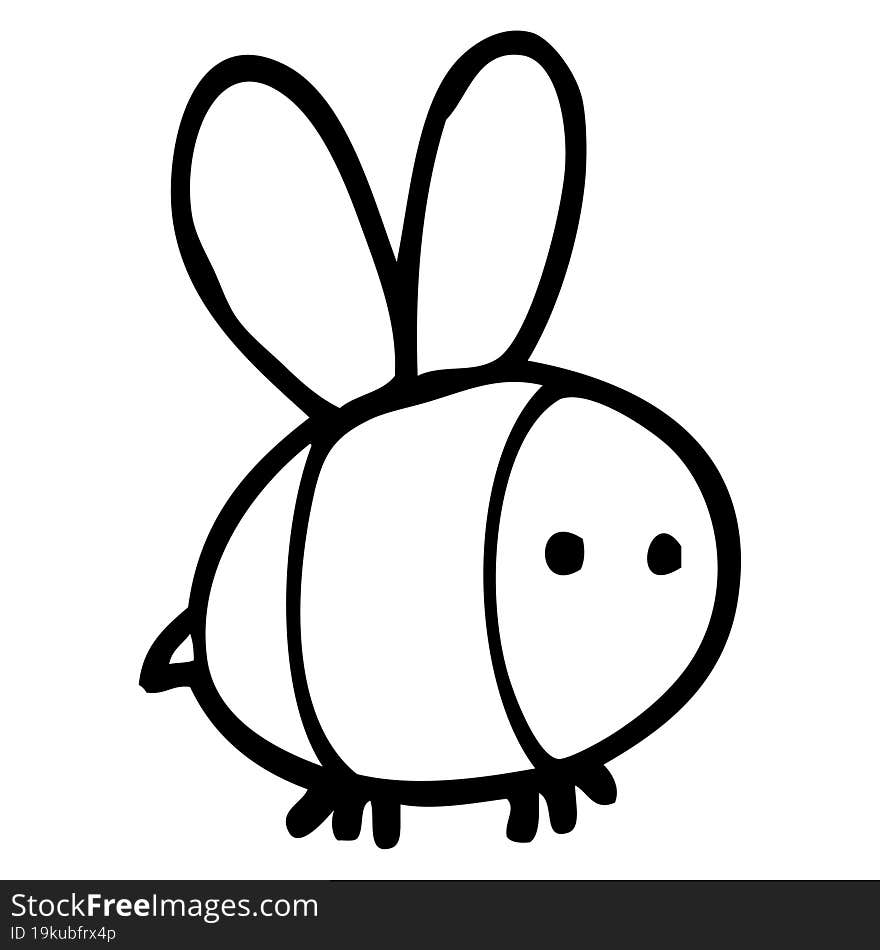 black and white cartoon bee