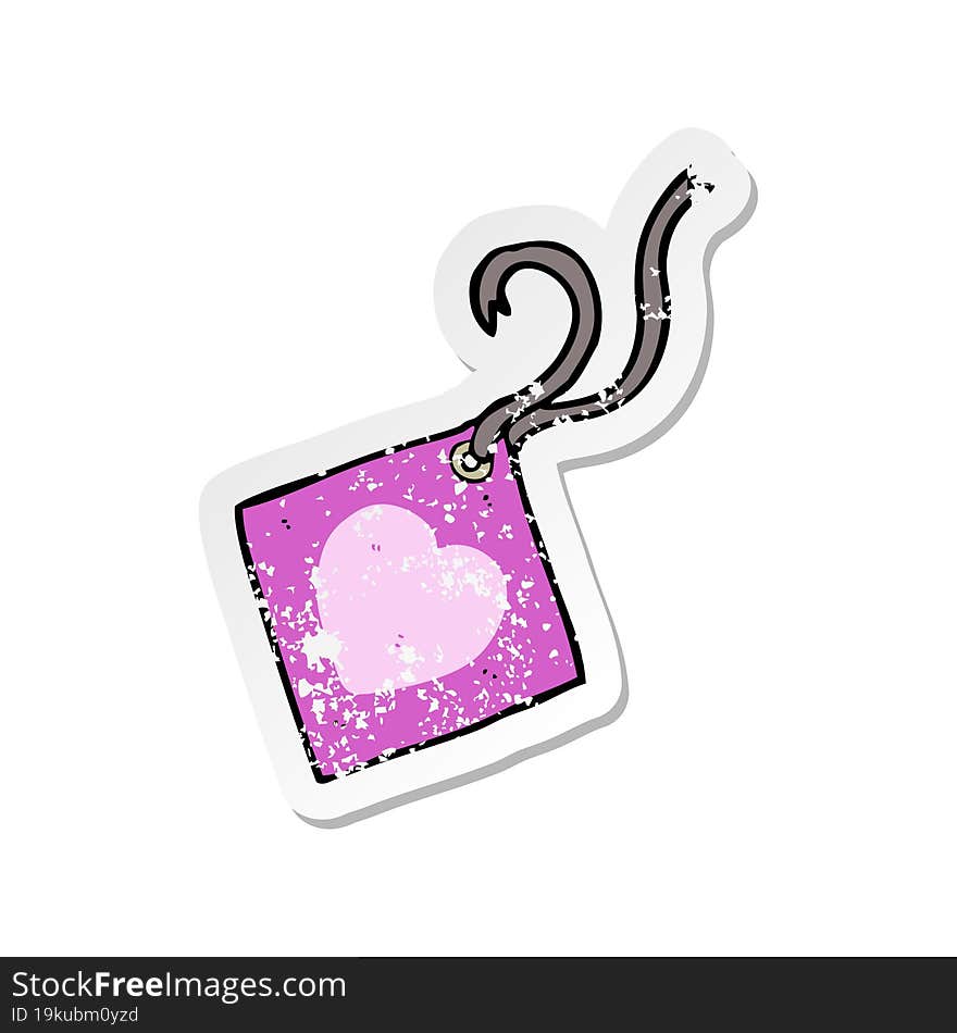 retro distressed sticker of a cartoon gift tag