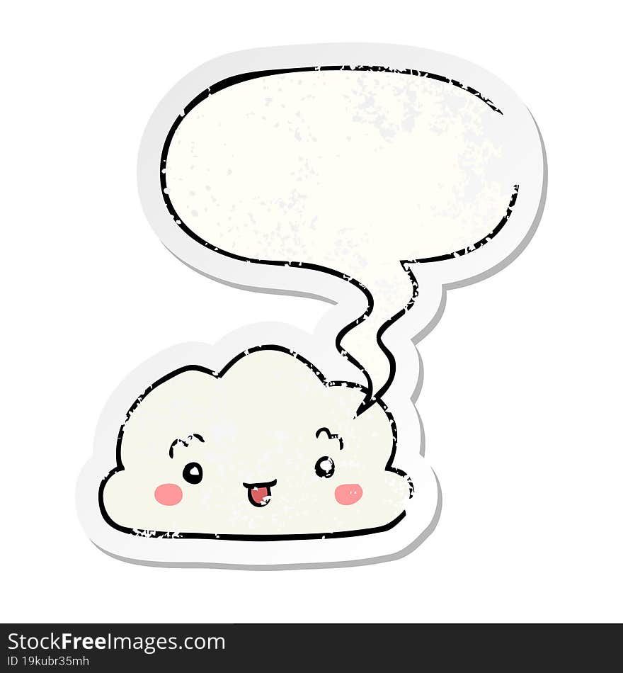 cartoon cloud and speech bubble distressed sticker