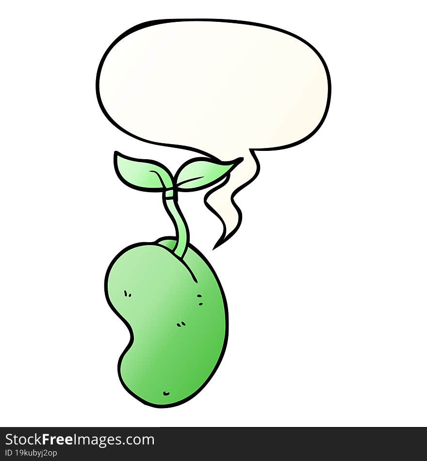 cartoon sprouting seed and speech bubble in smooth gradient style