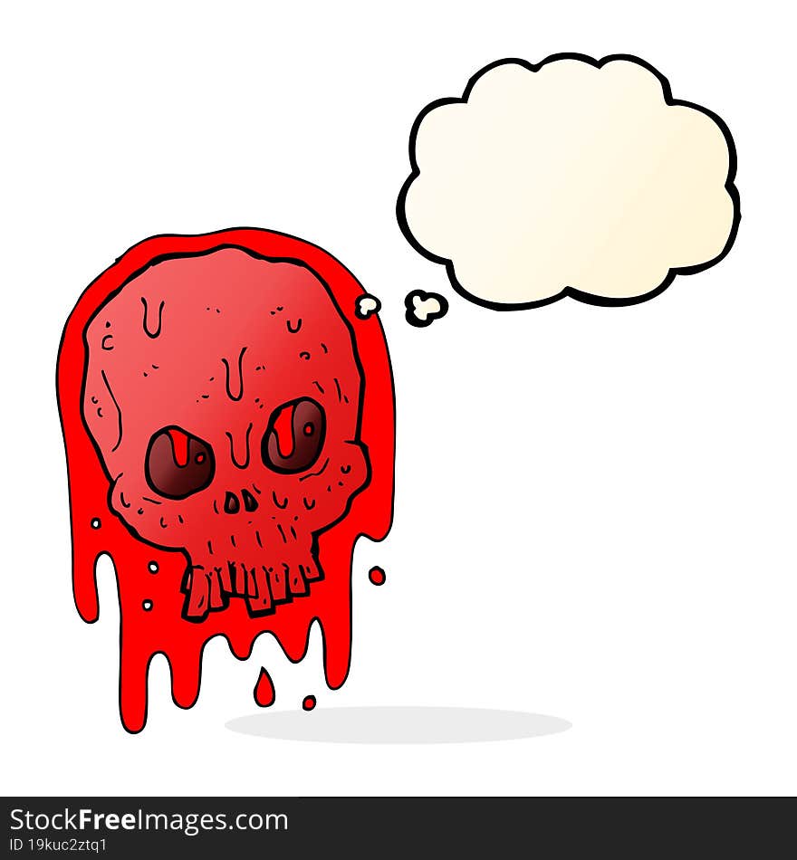 Cartoon Bloody Skull With Thought Bubble