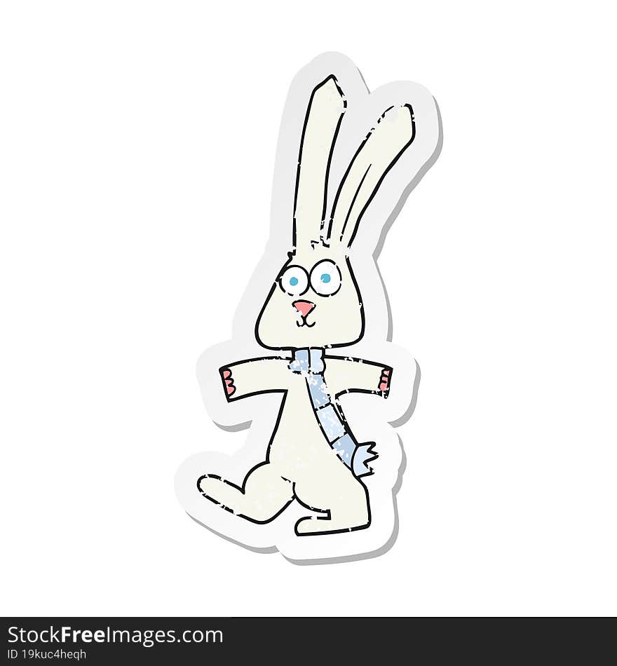 retro distressed sticker of a cartoon rabbit