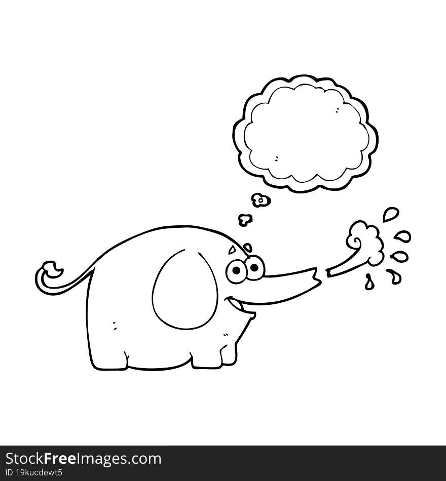 thought bubble cartoon elephant squirting water