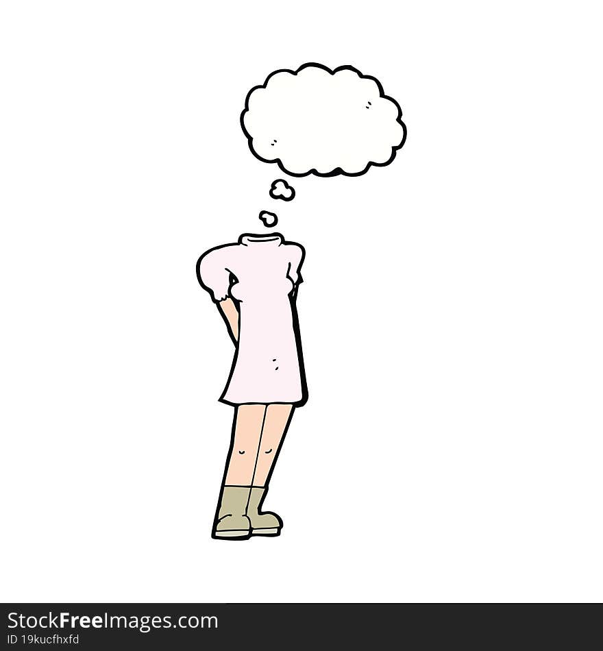 cartoon female body (add photos or mix and match cartoons) with thought bubble