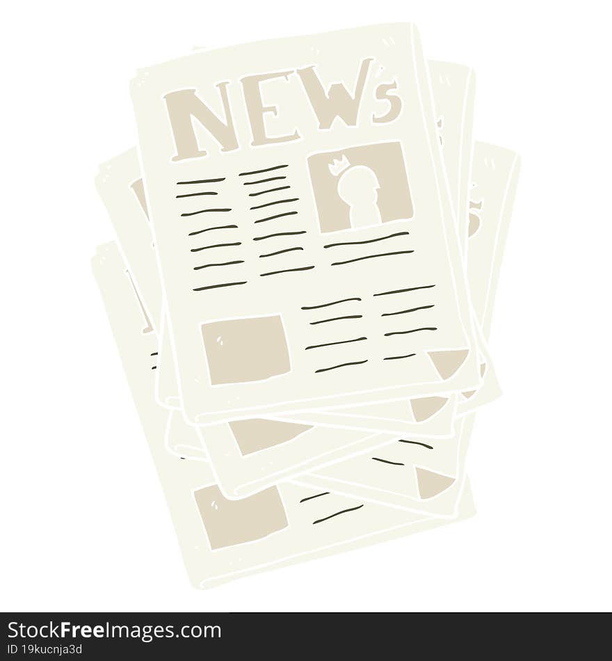 flat color illustration of a cartoon newspaper