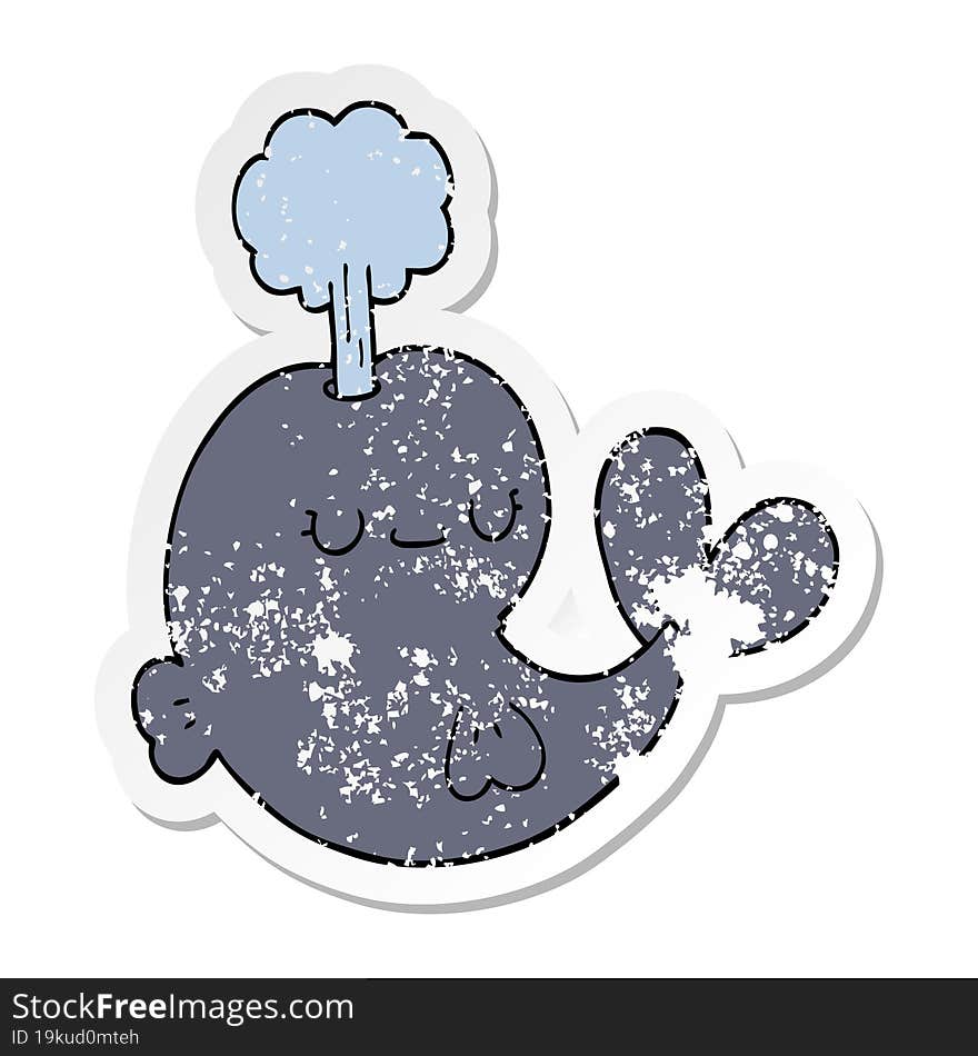 distressed sticker of a cute cartoon whale