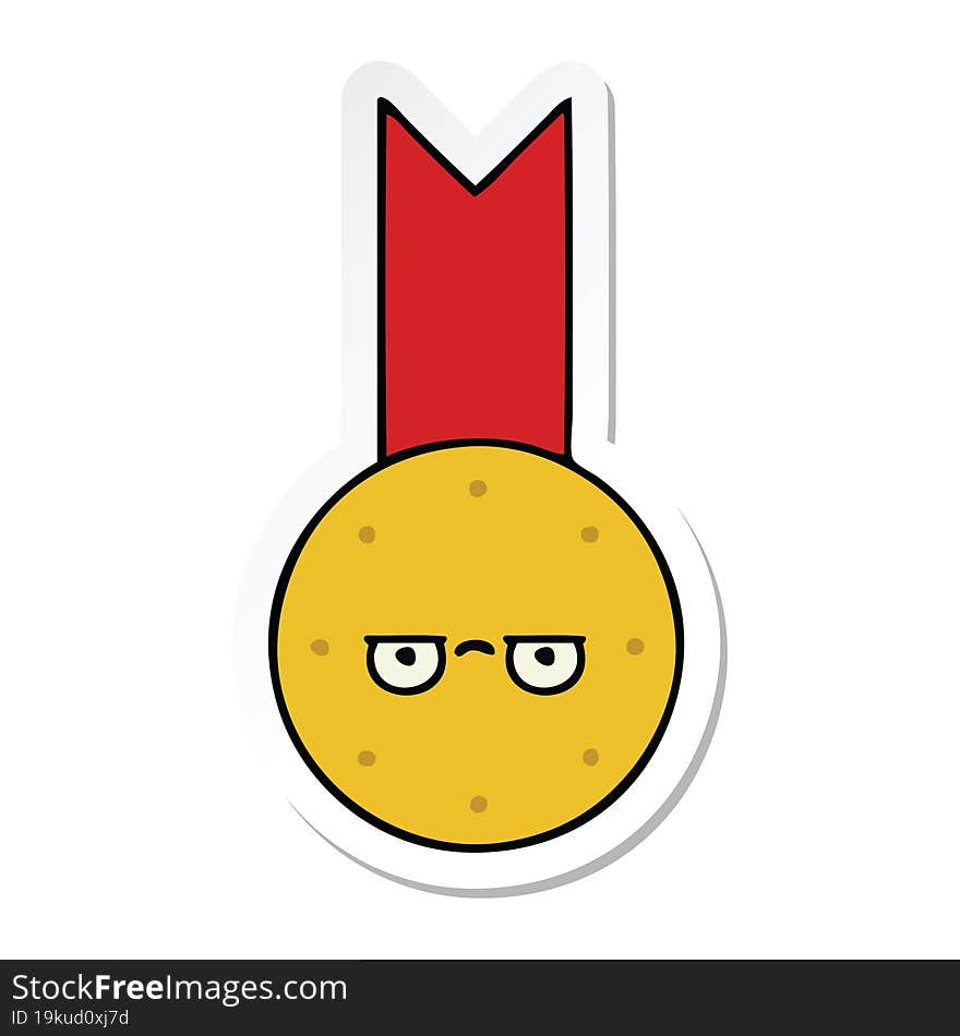 Sticker Of A Cute Cartoon Gold Medal