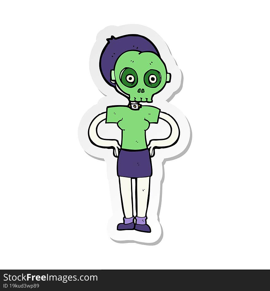 sticker of a cartoon woman wearing mask