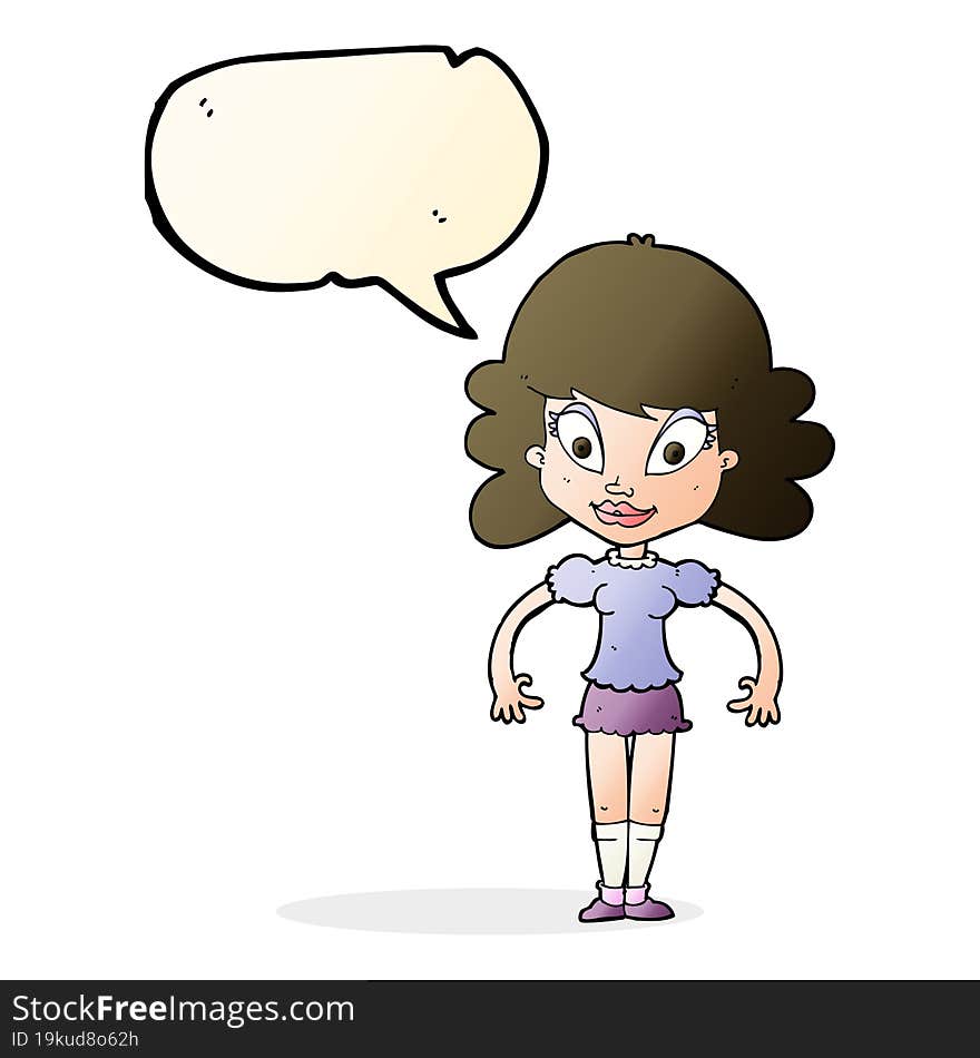 cartoon pretty woman with speech bubble