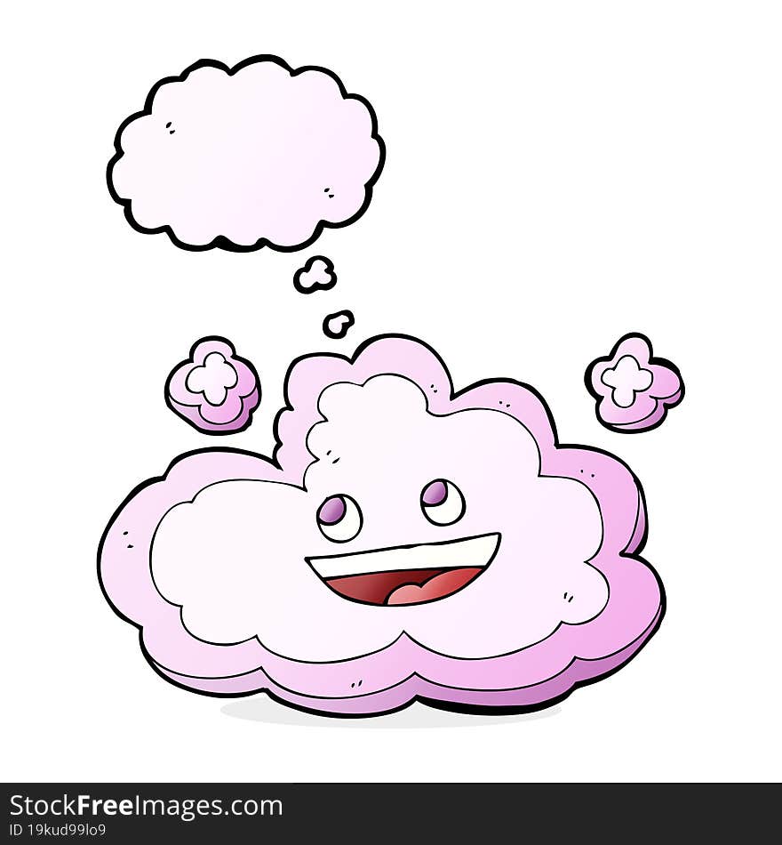 cartoon decorative cloud with thought bubble