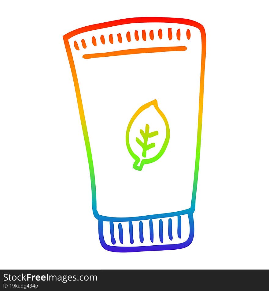 rainbow gradient line drawing cartoon of moisturiser