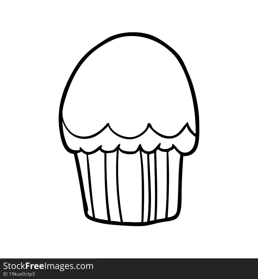 line drawing of a cupcake. line drawing of a cupcake